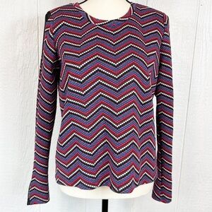 BCBGeneration Colorful Long Sleeve Ponte Knit Top Size Small